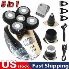 5-in-1 Rotary Electric Shaver 4D Rechargeable Bald Head Hair Beard Trimmer Razor