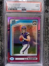 2024 Panini Donruss  Rated Rookie J.J. McCarthy #303 Optic Preview Pink Prizm RC