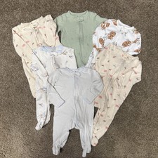 Carter's Rompers Lot Of 6 Child Of Mine Sleepwear Baby 0-3 Months Animal Print
