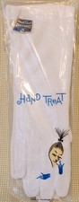 Vintage 1960s HAND TREAT Ladies Stretch White Nylon Gloves Size XL 8 1/2-10 NOS
