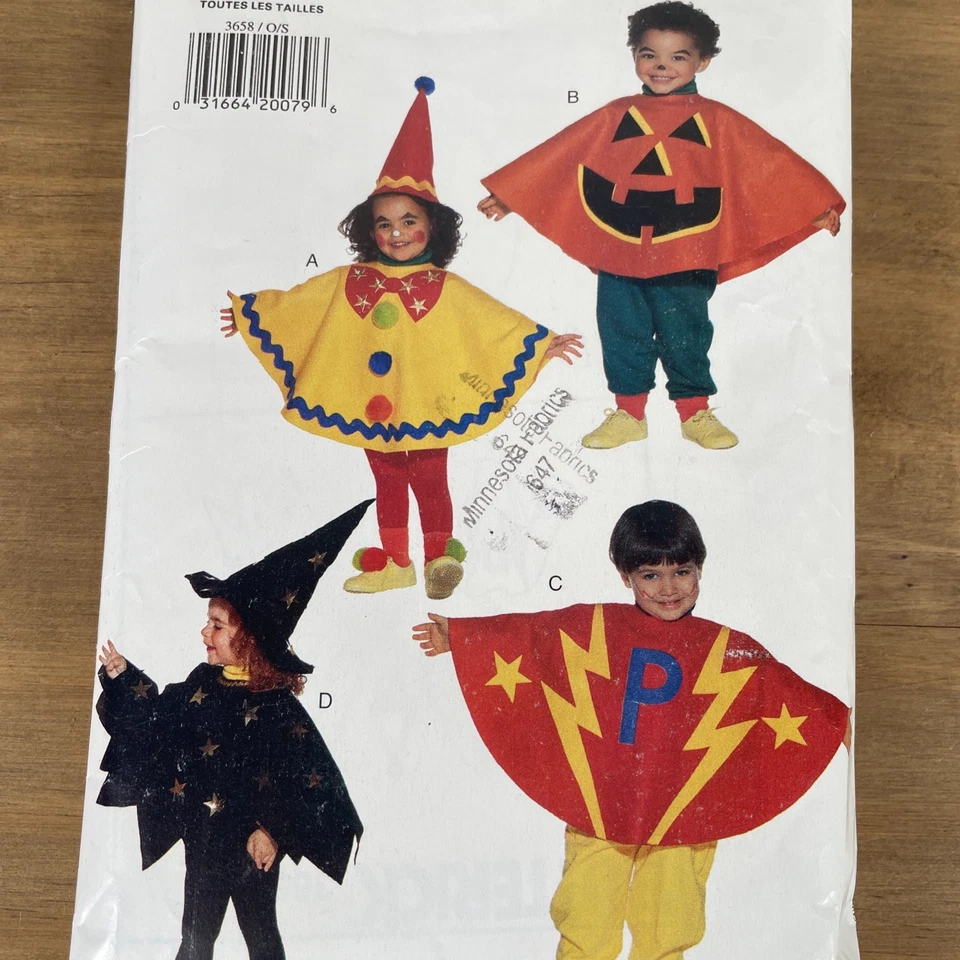 3658 Butterick SEWING Pattern Toddler Costumes Clown Witch Pumpkin Pullover 1994 - Image 4 of 4