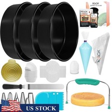 Nonstick Round Cake Pan Set Baking Tools Cheesecake Layer Cake Decoration Kit US