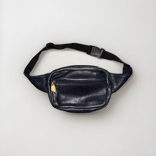 VTG Libaire 90's of California USA Made Leather Fanny Pack Blue Crossbody Bag
