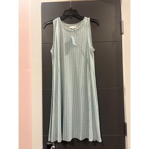 LOFT Outlet Petite Sleeveless Swing Dress Blue White Geometric Print SP NWT