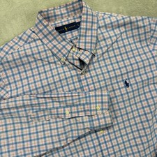 Ralph Lauren Shirt Mens Large Blue Pink Plaid Classic Fit Button Down Preppy