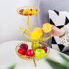 3 Tier Fruit Basket Fruits Stand Holder Space Saver Tiered Fruit Display Stand