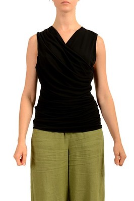 Hugo Boss Women's ''Eluvi'' Stretch Ruffled V-Neck Blouse Top US M IT 42