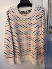 NEW Women s Talbots Pullover Crew Neck Mid Weight Sweater - Ivory/Multi Size 3X