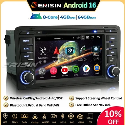 64GB Android 16 GPS Autoradio CarPlay DAB+ TNT Canbus For AUDI A3 S3 RS3 RNSE-PU - Photo 1/4