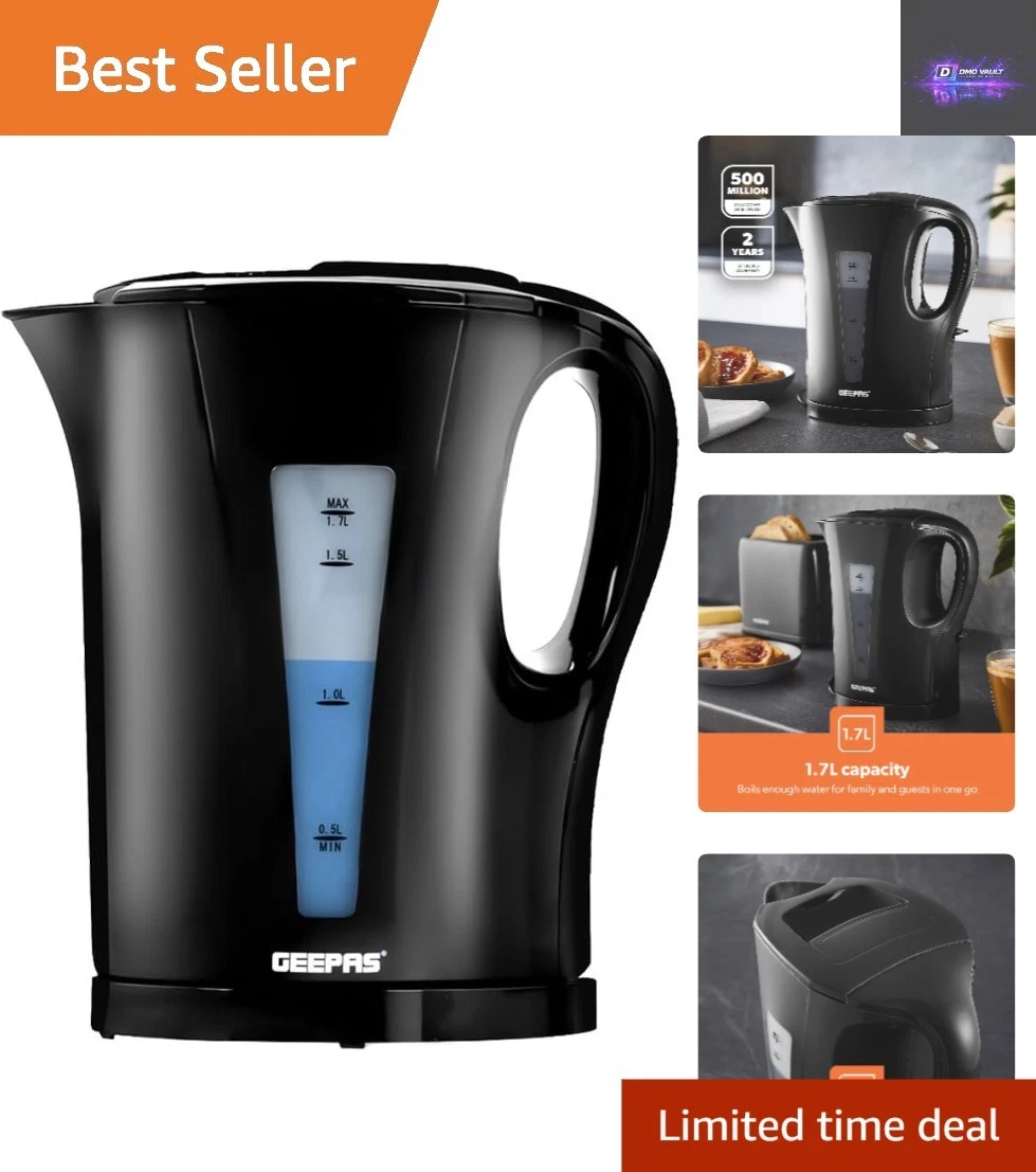 Safe and Stylish 1.7L Electric Kettle | Cordless, Auto Shut Off, Fast Boiling