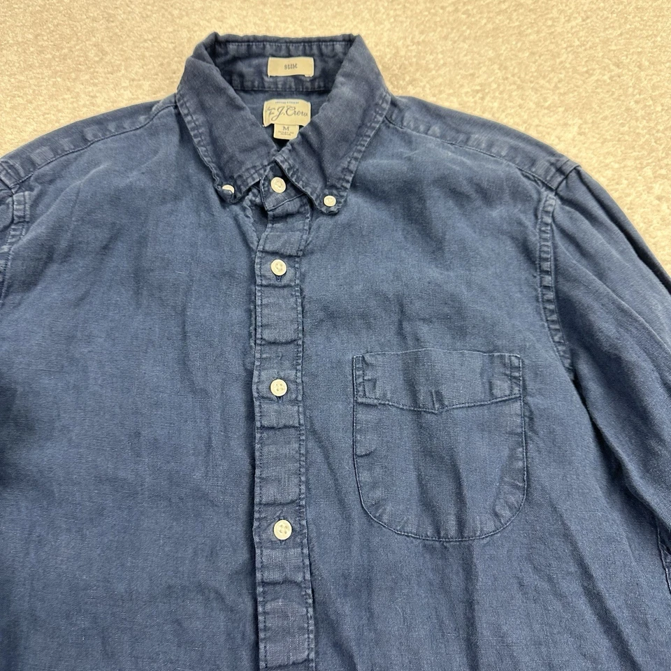 Camisa de lino J Crew para hombre manga media larga abotonada irlandesa Baird Mcnutt delgada Foto 3 de 4