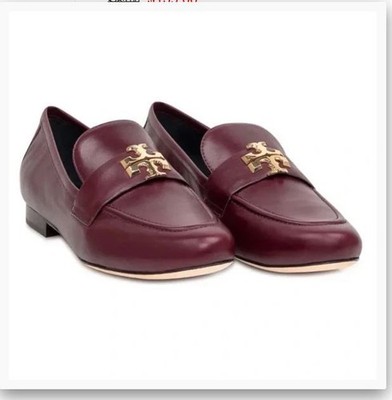 Tory Burch Men’s Dark Burgundy Leather Penny Loafers with Gold Logo Classic Penny Loafer: Women main image 3