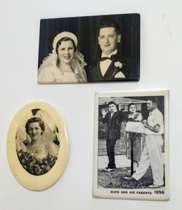3 Vintage Pocket Mirrors 1956 ELVIS Presley, Bride & Groom and Lone Bride Mirror