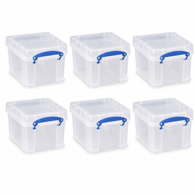 6× Really Useful Boxen RUB3 3 Liter transparent Aufbewahrungsboxen mit sicherem Deckel