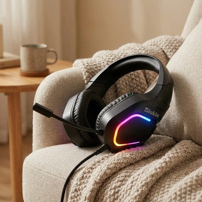 Gaming Headset Siukie Kopfhörer mit Mikrofon RGB AUX an 3,5mm Klinkenstecker NEU