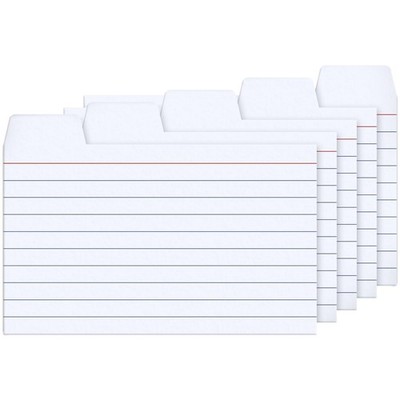 100 Pack Tabbed Index Cards 3x5 Lined Card 3'' x 5'', White (100 Count) 
