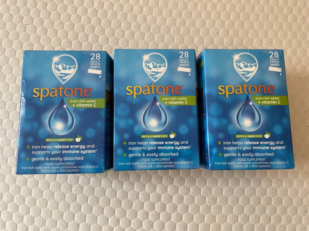 Spatone Iron-Rich Water + Vitamin C Apple 28 Sachets x3 Boxes New BBE 07/2027