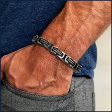 Stainless Steel Byzantine Bracelet for Men, 8mm Wide Vintage Style Bold.