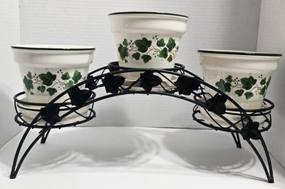 VTG Jay Willford Or Andrea by Sadek Herb Garden Potted Plant Set of 3 With Rack
