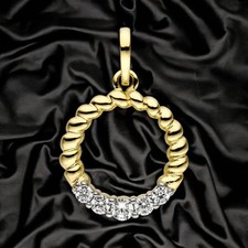 Anhänger rund 333 Gold Gelbgold bicolor 5 Zirkonia Goldanhänger