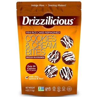 Drizzilicious Mini Flavored Rice Cakes Cookies & Cream - 4 Ounce (Pack of 1) 