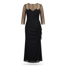 XSCAPE Formal Evening Gown with gold embroidery , NWT, Size 16P