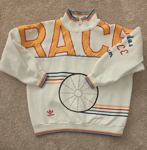 Men's Vintage Adidas 80s Cycle Team Quarter Zip Sweatshirt S/M - product listing photo