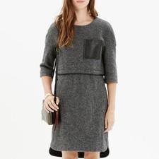 MADEWELL Wool Leather Pocket Installation Knee-Length Dress Grey S