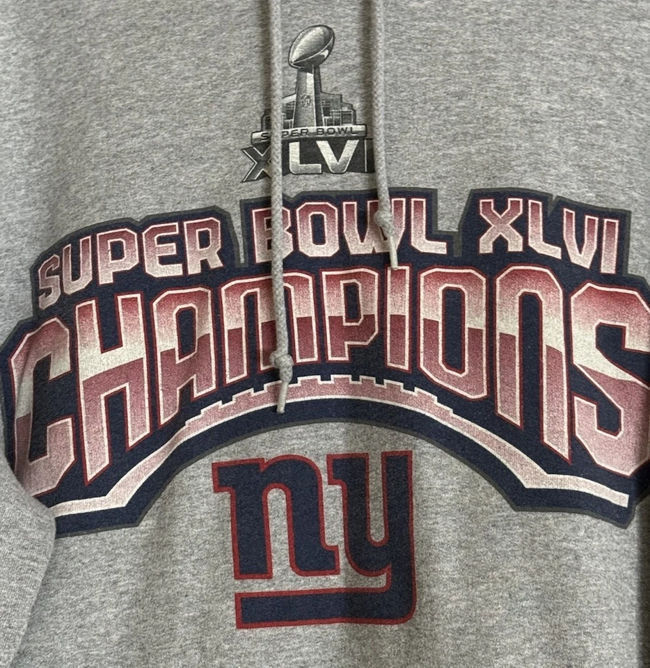 Sudadera con Capucha Gris Mediana New York Giants Reebok Super Bowl XLVI Champions Foto 3 de 4