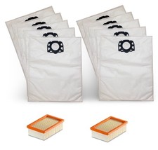 10x HEPA Bags + 2x Filters For Karcher MV4 MV5 MV6 WD4 WD5 WD6 Vacuum Cleaner