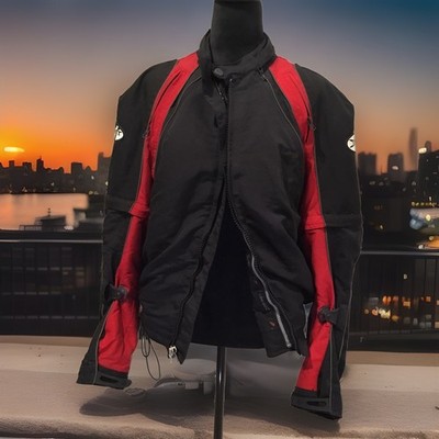 Joe Rockets Mens Motorcycle Ridding Padded Armored Jacket, Size Med Red Black