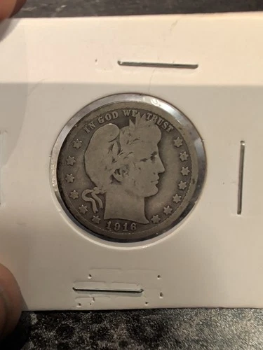 1916 - D Barber Quarter -- 90% Silver United States Denver Mint