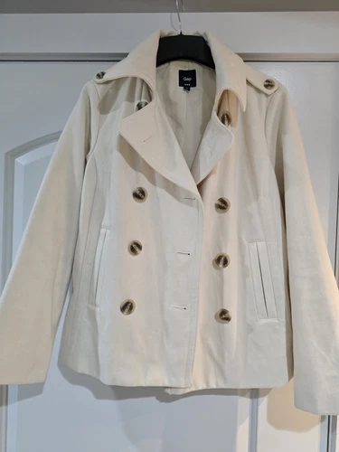 OFF WHITE Cappotto donna GAP taglia grande bianco sporco bottoni davanti