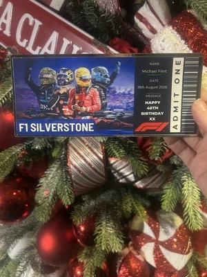 KRAFT Silverstone F1 Ticket Gift Voucher Present Personalised Ticket
