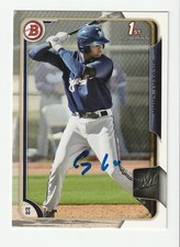 Gilbert Lara Signed 2015 Bowman Prospects Card BP121 Auto Brewers Baseball COA