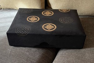 Antique Japanese Kamon Storage Box Gold Crests Meiji–Taisho c1900