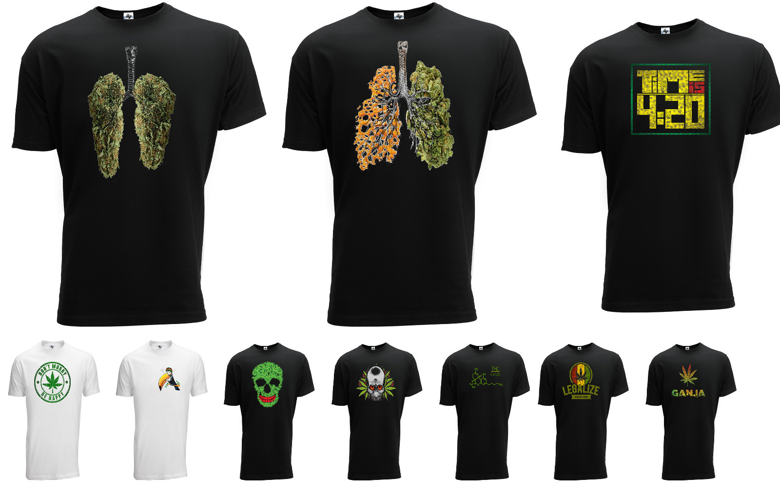 Weed T-shirt Ganja 420 THC Hand Rap Style Mens Designer Fashion Short Sleeve