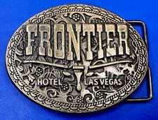 Frontier Las Vegas Hotel Casino Gambling Cards Longhorn Western Belt Buckle