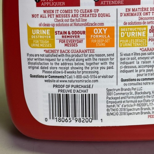 NATURE'S MIRACLE (2 PACK) Advanced Stain & Odour Eliminator 946 ml, Red - Picture 9 of 10