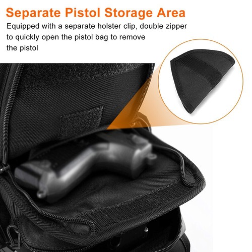 New Tactical Backpack Sling Shoulder Bag Pack with Pistol Holster Assault Bags - Picture 7 of 15