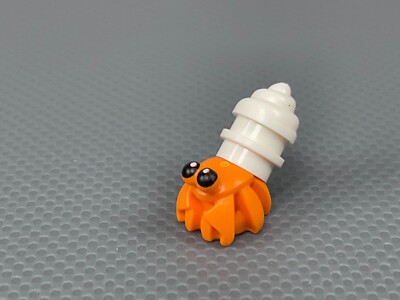 LEGO Orange Hermit Crab White Shell Black Eyes Minifigure Animal
