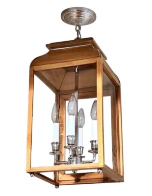 Charles Edwards Mews Ceiling Lantern, Mahogany and Nickel, UK.