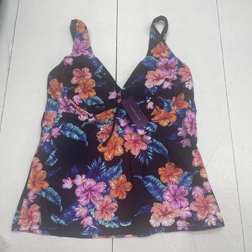 Lascana Black Tropical Floral Printed Tankini Top Women’s Size 38D New - 第 1/7 張圖片