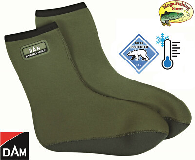 DAM Neopren Socken Grün Deluxe mit extra Fleece Innenfutter Neoprensocken S - XL