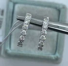 1Ct Round Cut Moissanite Women Small Huggie Hoop Earrings 14K White Gold Plated