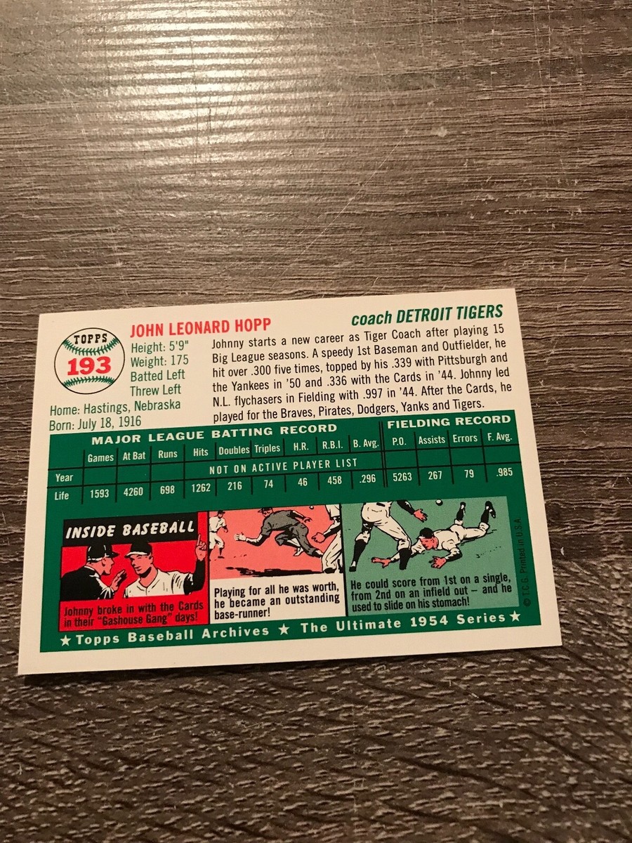 1994 Topps Archives The Ultimate 1954 Set Johnny Hopp #193 MINT