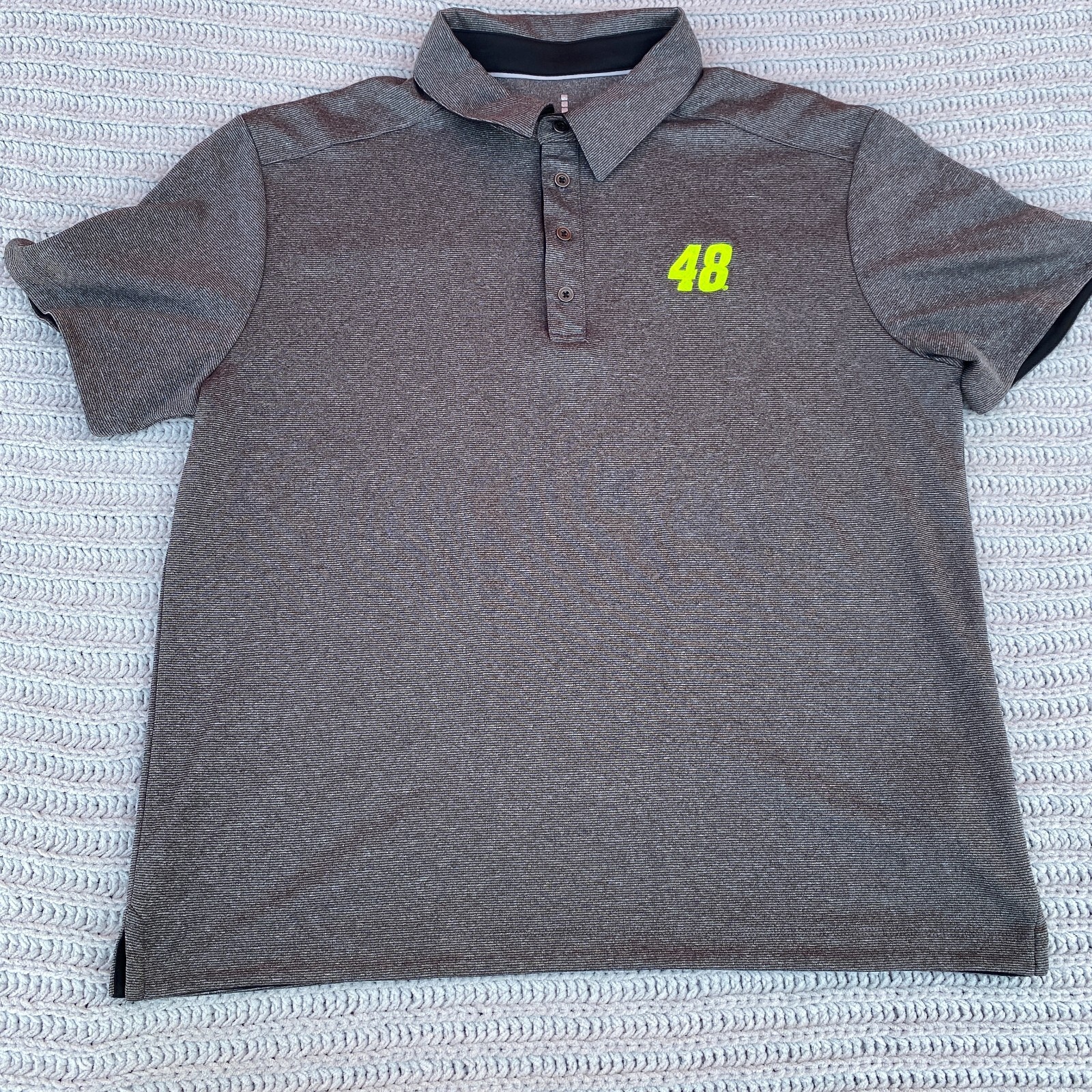 Elevate Polo Shirt Adult Medium Striped Gray Mens M Ally Racing Alex Bowman 48