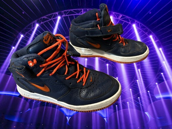 Vintage 1997 Nike Air Force 1 Mid Sc Midnight Navy Orange 630125 