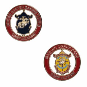 MARINE CORPS COIN 1.25/" LICENSE PLATE CAMP LEJEUNE GENUINE U.S