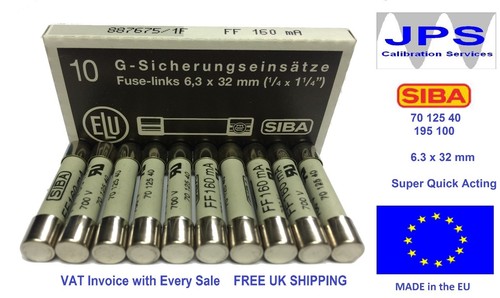 SIBA 70 125 40 Fuse 6.3x32mm Super Fast Acting -Pick Your Rating- type FF Pk5/10 - Picture 7 of 52